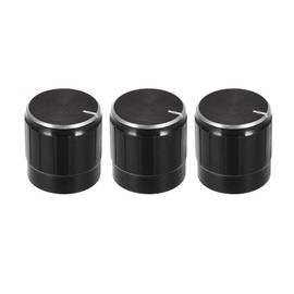 uxcell 3pcs Potentiometer Knob Knurled Shaft Black Aluminum 6mm Shaft Dia. Rotary Knob 17mmx17mm Volume Control Knob