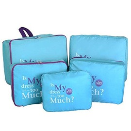 LerBen®5pcs Travel Essential Bag-in-Bag Travel Luggage Organizer Storage Handle Bag Pouch Set Blue