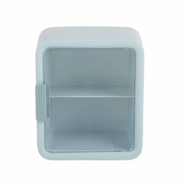 Doll House Room Dollhouse Cabinet Display Box Storage Case 2 Layer Transparent Door Blue