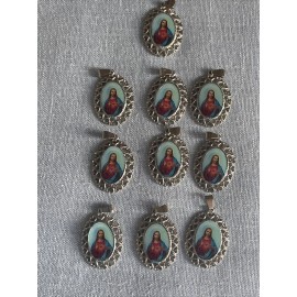 Sacred Heart of Jesus Religious Medal Pendant | Silver Tone