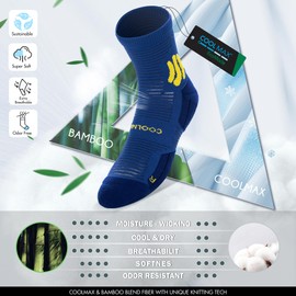 BRISIRA Coolmax Bamboo Viscose Compression Running Socks Men Women Anti Blister Athletic Hiking Tennis Golf Moisture Wicking