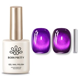 Born Pretty Born Pretty Cat Magnetic Eye Gel Nail Polish,Blackish Purple Jelly Glass Magnetic Gel Polish,Glitter Soak Off Nail Art Salon Manicure Home Gift 15ml