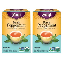 Yogi Tea - Purely Peppermint Tea (2 Pack) - Supports Healthy Digestion - Caffeine Free - 32 Organic Herbal Tea Bags