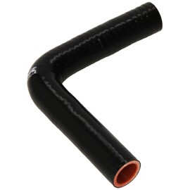 HPS HTSEC90-100-BLK Silicone High Temperature 4-ply Reinforced 90 degree Elbow Coupler Hose, 100 PSI Maximum Pressure, 4" Leg Length on each side, 1" ID, Black