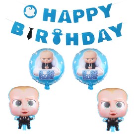 Boss Baby Birthday Decoration Party Set, Cute 1 Character, Anime, Children, Boys, Blue, Happy Birthday Garland, Balloons, Balloons, Set of 5