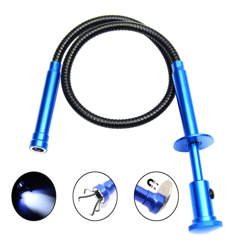 Claw type flexible picker with LED light, telescopic inspection mirror