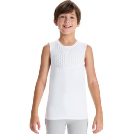 DEVOROPA Youth Baseball Chest Protector Softball Padded Compression Shirt Football Lacrosse Heart Guard Sternum Undershirt White M