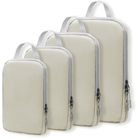 4pcs Packing Cubes, Compression Packing Cubes for Travel compression bags for Packing Organisers Expandable Storage Travel Accessories Luggage-Beige