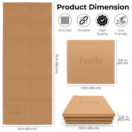 Feetlu Foldable Yoga Mat, 6mm Thick, Lightweight, Anti-Slip, and Easy to Store – Perfect for Travel, Yoga, Pilates, Home Workouts, and Floor Exercises