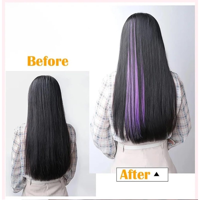 2 x Clip-In Hair Extension Highlights Streaks, Colourful Hair Highlights