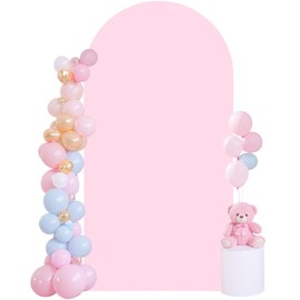 7.2FT Baby Pink Arch Cover,Spandex Fitted Wedding Arch Stand Covers Round Top Chiara Backdrop Cover for Birthday Party Ceremony Banquet Decoration