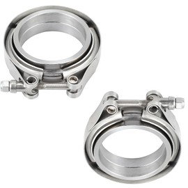 2 x 63 mm (2.5 inches) V Band Clamp Kit Stainless Steel Clamp with 2x Male & Female Flanges V-Band Clamps Welding Rings Centring Rings Turbo Exhaust System Quick Release for Exhaust Pipes