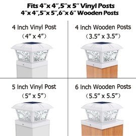 SIEDiNLAR Solar Post Cap Lights Outdoor 2 Color Modes 8 LEDs for 4x4 5x5 6x6 Posts Fence Deck Patio Decoration Warm White & Cool White Lighting White (2 Pack)