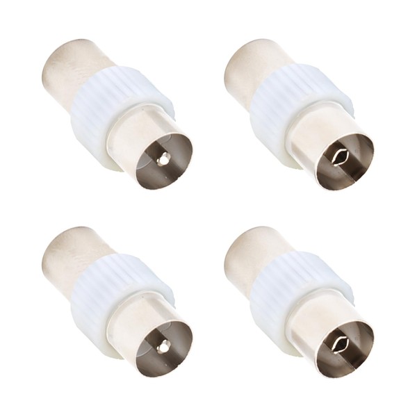 Onsolo TV Aerial Connectors 4 Pack Coax Cable Connectors Nickel Plated 2x Female-to-Female and 2x Male-to-Male Coaxial Coupler RF Connector Adapter Plug Kit for Seamless Signal Transmission