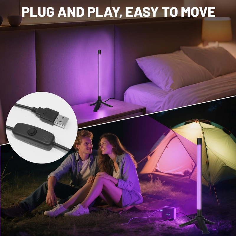 ycponggon 1 Pack LED Black Lights, Upgraded Triangular Bracket Vertical