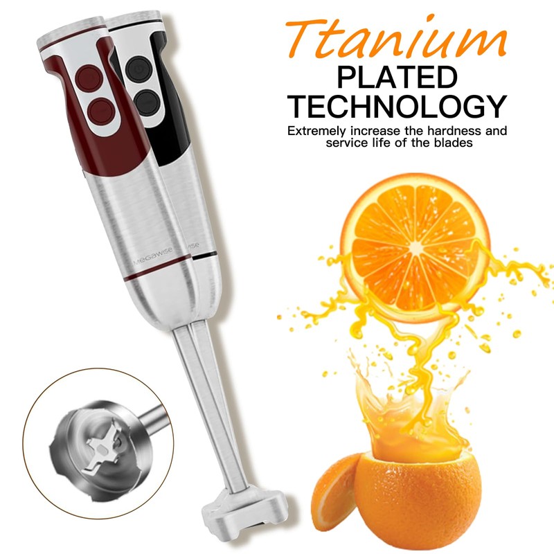 MegaWise Pro Titanium Reinforced 5-in-1 Immersion Hand Blender, Powerful Motor