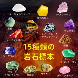 XXTOYS Mineral Specimens 15-Piece Set - Rock Specimens & Gemstone Collection with Natural Ores, Mineral Identification Chart Included - Learning Kit for Kids, Gift