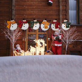 16" H Christmas Snowman Garden Stake Decor, Rustic Metal Snowman Yard Sign Outdoor Yard Stake Lawn Ornament, Merry Christmas Yard Decor Xmas Holiday Decoration