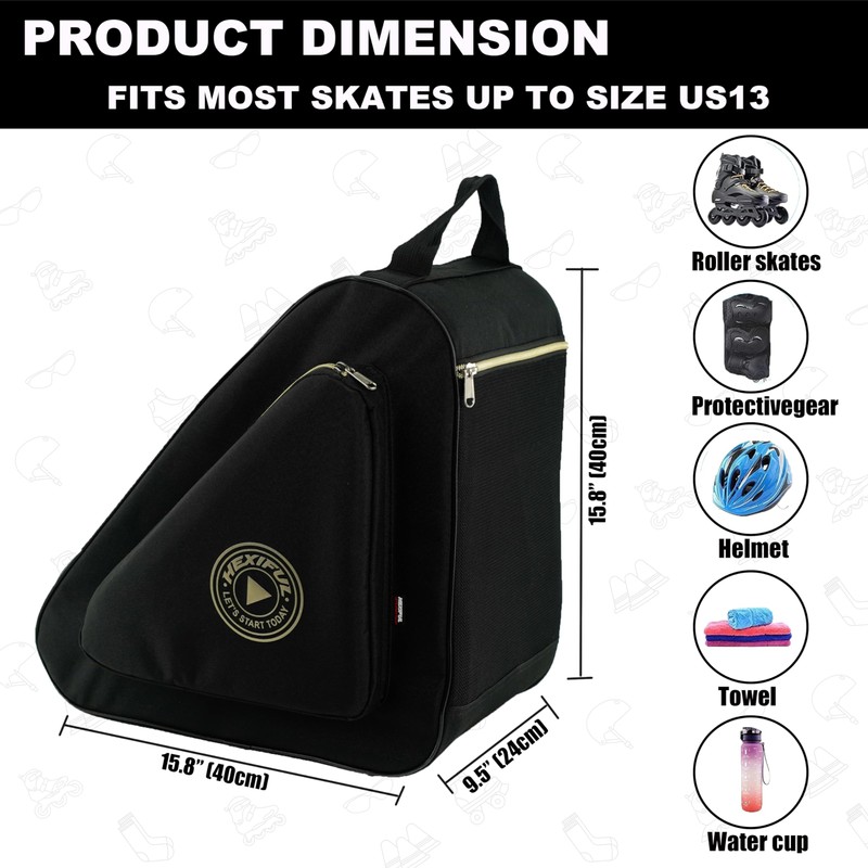HEXIFUL Skate Bag to Carry Ice Skates, Inline Skates, Roller