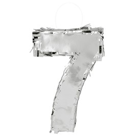 Boland - Pignatta dei numeri, 25 x 16 x 5 cm, numero lucido per anniversario e compleanno, numero, argento, decorazione, gioco da festa