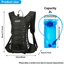 VIRAHYEM 12L Running Backpacks with 2L Water Bladder Lightweight Hydration Pack Functional Running Vest, Adjustable Running Bag for Cycling Trail Running Climbing Hiking Marathon Men Women