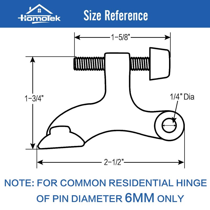 HOMOTEK 2 Pack Hinge Pin Black Door Stopper,Adjustable Deluxe Heavy