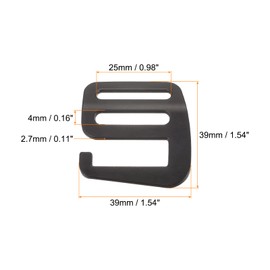 sourcing map Metal G Hooks Webbing Buckles, 2Pcs 0.98" 25mm G-Hook Wave Buckle Adjuster Slide Buckle for Backpack Strap Webbing, Matte Black