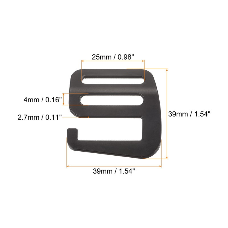 sourcing map Metal G Hooks Webbing Buckles, 2Pcs 0.98" 25mm