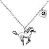 BANCHELLE Horse Necklace Heart Initial Pendant Necklace Silver with Pouch