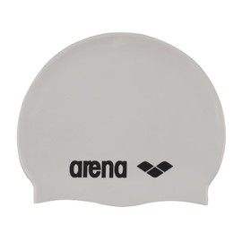 Arena Classic Unisex Soft Silicone Swim Cap for Women and Men, Intensive Training and Racing Comfortable Non-Slip Long Hair Swimming Hat, White/Black