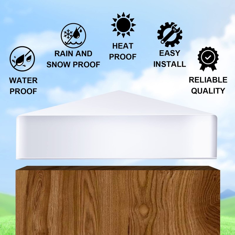 Taiyin 48 Pcs Pyramid White PVC Vinyl Post Top Caps,