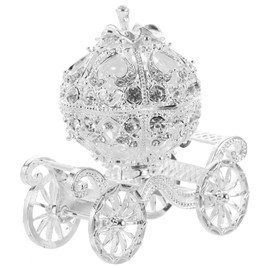 NUOBESTY Crystal Pumpkin Carriage Trinket Box Rhinestone Princess Carriage Jewelry Box Hand Painted Jewelry Display Organizer Collectible Figurine Ornament for Women