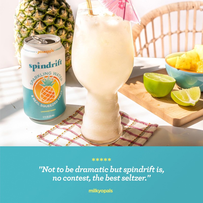 Spindrift Pineapple Sparkling Water Can 12 Ounce (Pack of 24)