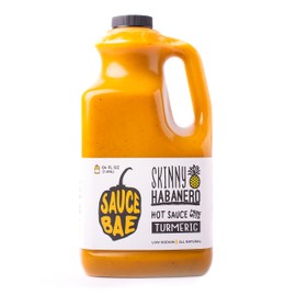 SAUCE BAE Skinny Habanero Hot Sauce - With Pineapple & Turmeric, Low Sodium, All Natural, Sweet Mild Heat - Featured On Hot Ones, 64 oz.