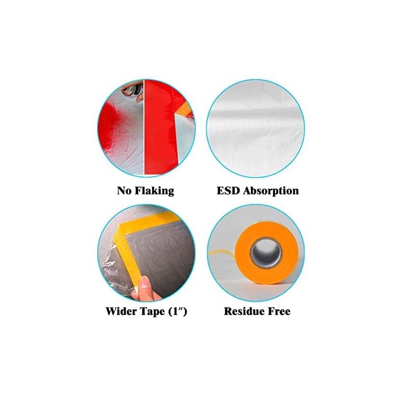 LLPT Tape and Drape Pre-Taped Masking Film 25.6”(Unfolded) x 66