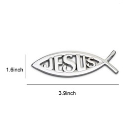 Christian Fish Symbol for Car Jesus Fish Car Emblem,Metal Christian Decals Crafts Fish Decal Sticker,Fish Stickers Badge Ornament (Chrome)