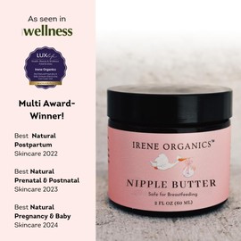 Irene Organics Organic Nipple Balm – Lanolin-Free Nipple Cream for Breastfeeding Moms – Natural Relief for Dry, Cracked Nipples – Safe for Nursing & Pumping, 2oz