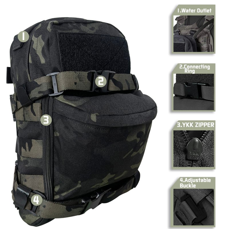 Tactical Hydration Backpack for 2L Hydration Bladder, Lightweight Hydration Backpack