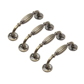 Vintage Cabinet Door Handles, 4 Pcs European Zinc Alloy Bow Shaped Pulls, Furniture Door Pull Handles for Cupboard Wardrobe Drawer (128mm, Bronze)