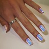 White Chrome Press on Nails Short Square Fake Nails with