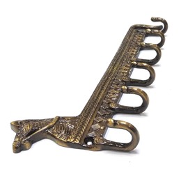 FAPBADRI Brass Keyholder - 6 Hooks Horse Design for Wall/Home Decor/Office Décor, Colour - Antique Finish, Screws and Wallplugs Included, Pack of 1