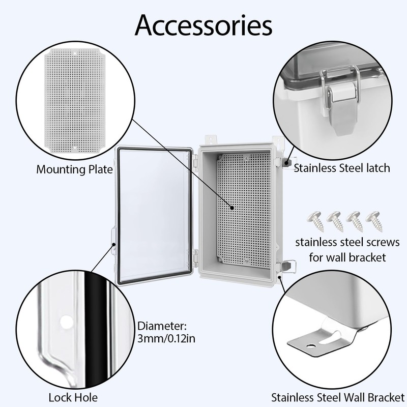 LeMotech Electrical Box, IP67 Waterproof Hinged Clear Cover Stainless Steel