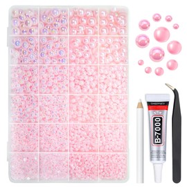 qiipii qiipii 2 Styles Light Pink Flatback Pearls w B7000 Glue for Bedazzling Crafting 3mm-10mm Half Round Bedazzling Beads for Nails Face Eyes Makeup Tumblers Bottles DIY Crafts Scrapbooking Clothes Shoes