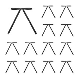 MECCANIXITY 100 Pcs 5x7" Twist Tie Bows Satin Ribbon Bows Wrapping Bows for Craft DIY Sewing Wedding Decor Birthday Party Treat Bags Black