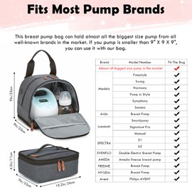 Breast Pump Bag for Spectra S1/S2 - Spectra Pump Bag with Ice Pack & Waterproof Mat, Portable Breast Milk Cooler Case for Work, Travel and Family Use, Deep Grey