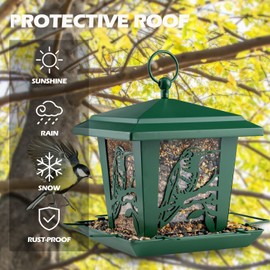 Birdream Metal Bird Feeders, Unique Design Bird Feeder for Outdoor Squirrel Proof, Attracting Wild Bird Cardinal Bluebird (Green)