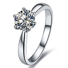 Sterling Silver 2CT NSCD Simulated Diamond Anniversary Ring Solitaire Prongs Jewelry Engagement Rings
