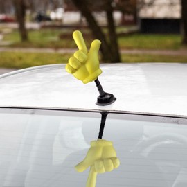 Hand Gesture Car Antenna Ball,Automotive Yellow Exterior Decor | Easy to Find Car in The Parking Lot Auto Accessories, Styling Antenna Topper for Sedan Minivan