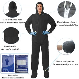 VVICOGARD Hazmat Suits,10 Colors Options Disposable Protective Coveralls, Paint Suit with Elastic Wrists Ankles and Hood