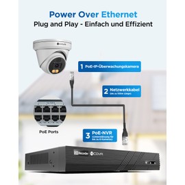 4COVR 4K PoE Dome Outdoor Surveillance Camera with Spotlight Colour Night Vision, 8MP Wired IP CCTV Camera, Smart AI Person/Vehicle Detection, Two-Way Audio, up to 256GB microSD, DLY97KA8MA